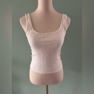 COPY - American Eagle Outfitters Cream Ribbed Fitted Tank Top